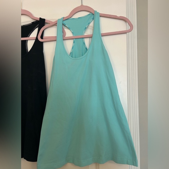 BUNDLE (2) Lululemon Black & Teal Razorback Tank Tops Size 6 - Picture 2 of 7